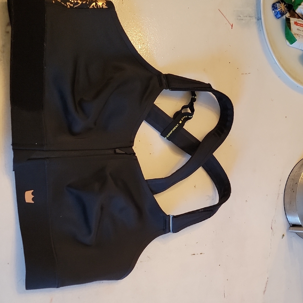 Shefit Black Sports Bra with Gold Accents 2 luxe
